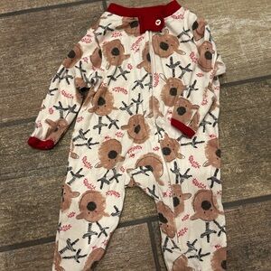 Burt's Bees Kids Footie with Bear and Red Trim